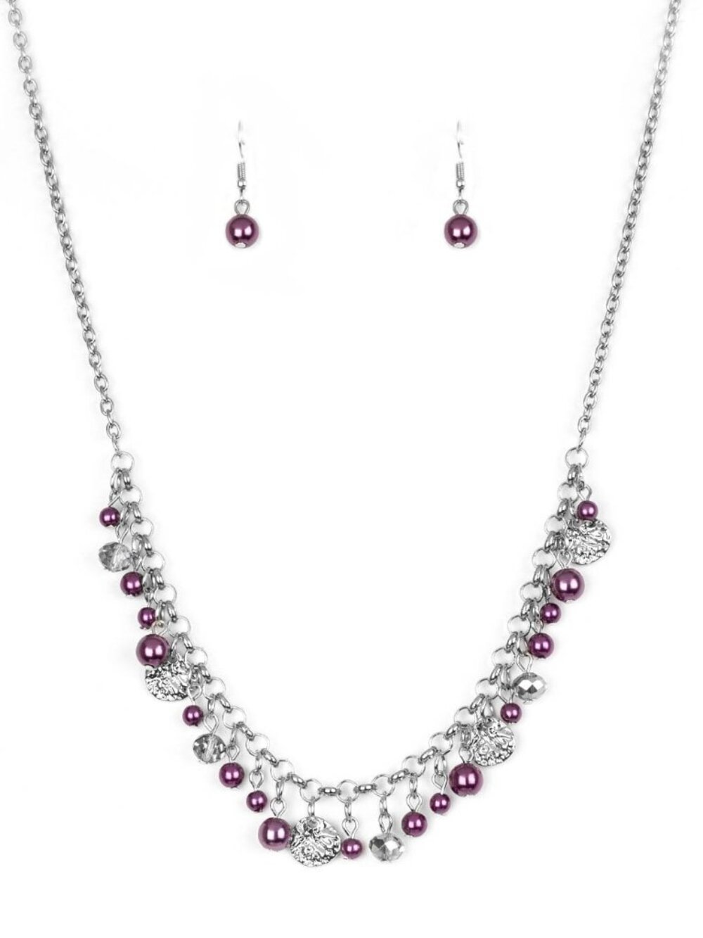 Paparazzi Purple and Silver Necklace and Earrings Set (NS079)